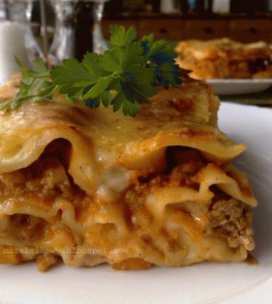 Lasagne z mięsem i dynią