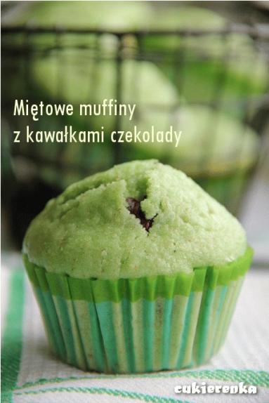 Miętowe muffiny z kawałkami czekolady