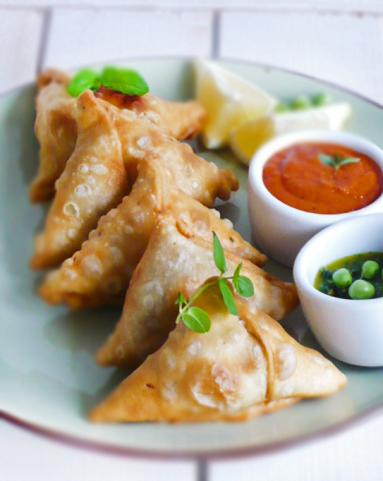 Pierożki samosa i miętowy chutney