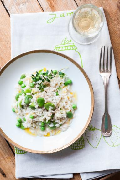 Risotto z bobem i groszkiem