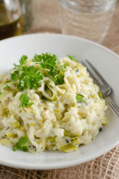 Risotto z porem i serem pleśniowym