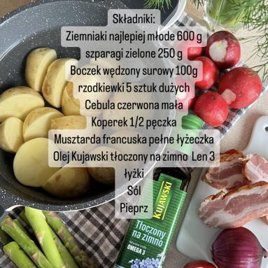 Sałatka ziemniaczana ze szparagami i boczkiem