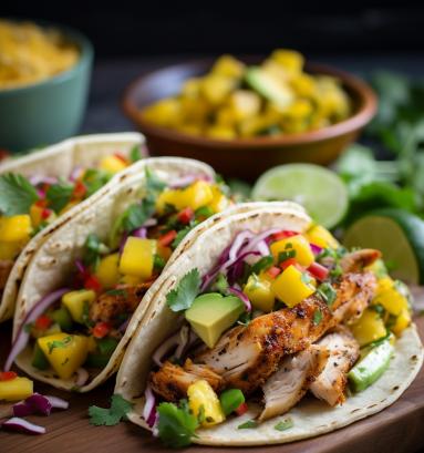 Tacos z kurczakiem i salsą z mango i awokado