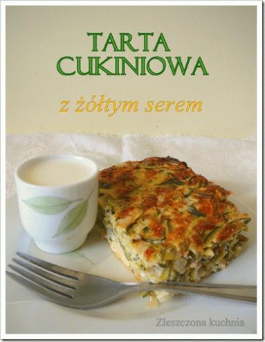 Tarta cukiniowa z serem żółtym. Sos czosnkowy.